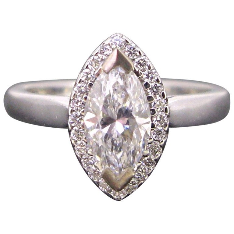 Marquise Certified Diamond Cluster Engagement Wedding Band