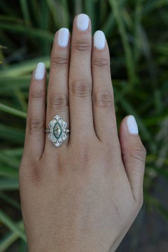 Marquise Champagne Diamond Art Deco Filigree Engagement Ring