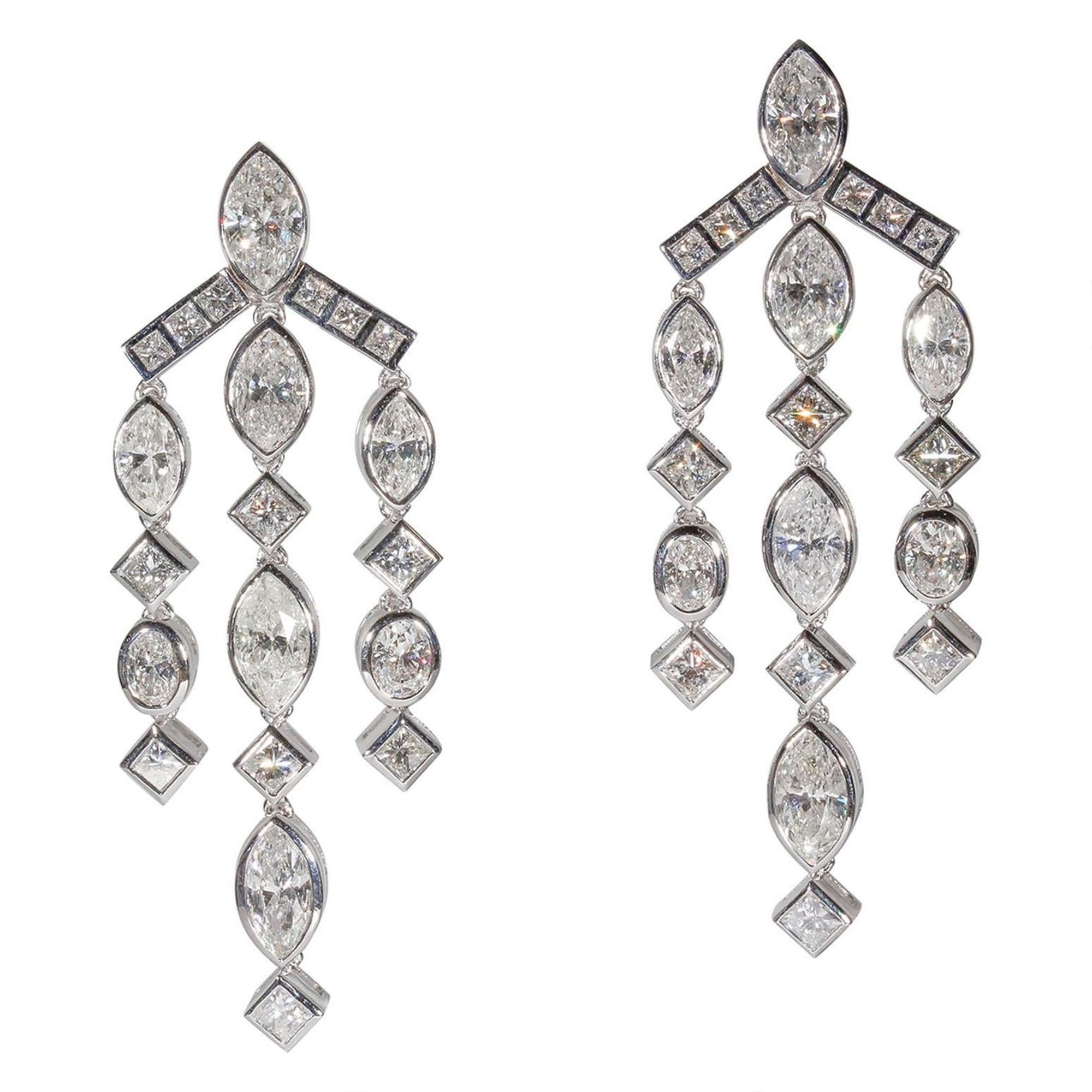 Marquise Chandellier 18K Weiße Diamant-Ohrringe