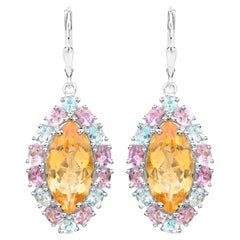 Marquise Citrine Dangle Earrings Topaz and Amethyst 27 Carats