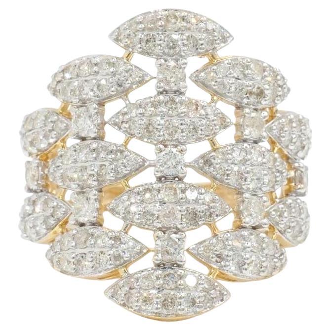 Marquise Cluster Natural Diamond Band Ring in 14K Solid Gold (Certified)