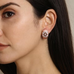Marquise Cluster Oval Diamond 14 Karat Rose Gold Earrings Fine Jewelry Gift