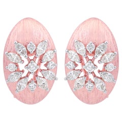 Marquise Cluster Oval Diamond 14 Karat Rose Gold Earrings Fine Jewelry Gift