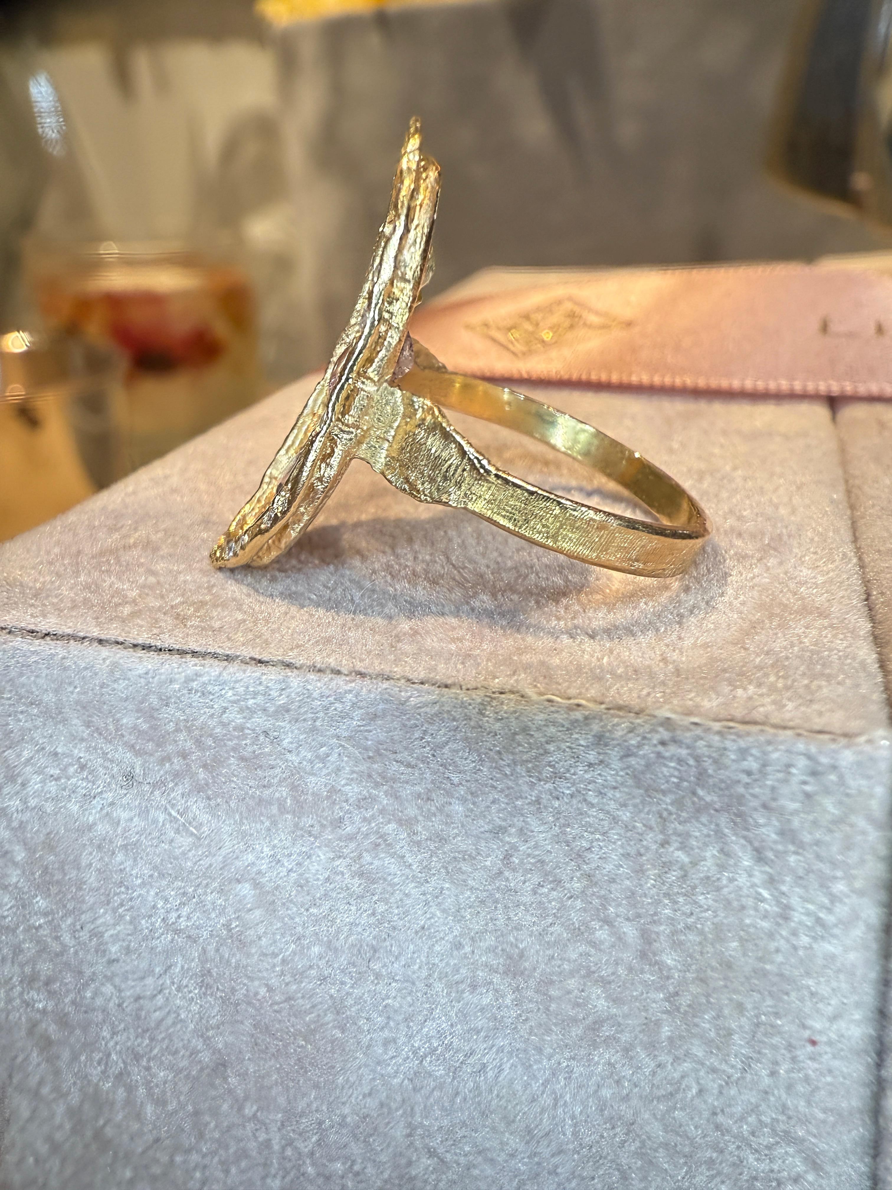 Women's Leto Lama Marquise Cocktail Ring Geometric Sapphires with Diamonds 18 Ct Gold For Sale