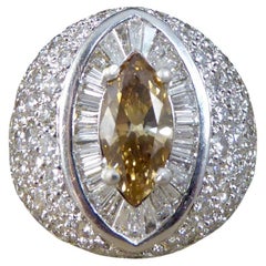 Marquise Cognac Diamond Cluster Dome Ring in 18ct White Gold