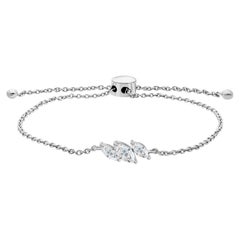 Pulsera de oro blanco de 18 quilates con diamante de 0,44 quilates de talla marquesa y cierre tipo bolo ajustable