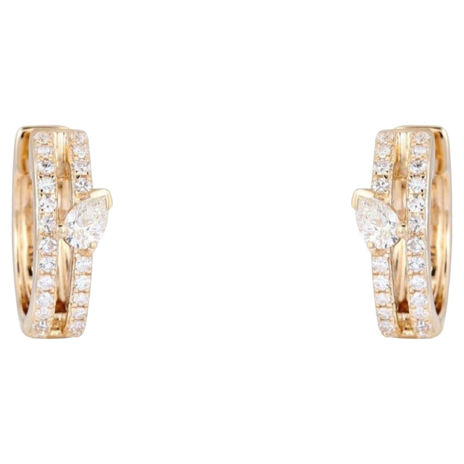 Marquise Cut 14K (or 18k upon request) Yellow Gold Split Huggie Earrings