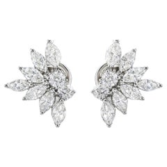 1.68 Ct Marquise Natural Diamond Cluster Stud Earrings 14K White Gold Wedding