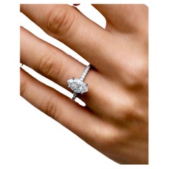 Anello di fidanzamento solitario in moissanite con taglio marquise 2 CT A. Silver 925.