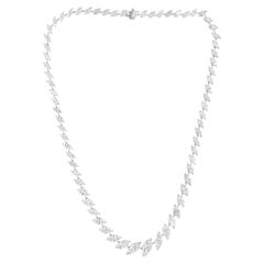 Marquise Cut 20.31 Ct Natural Diamond Wedding Tennis Necklace 18k White Gold
