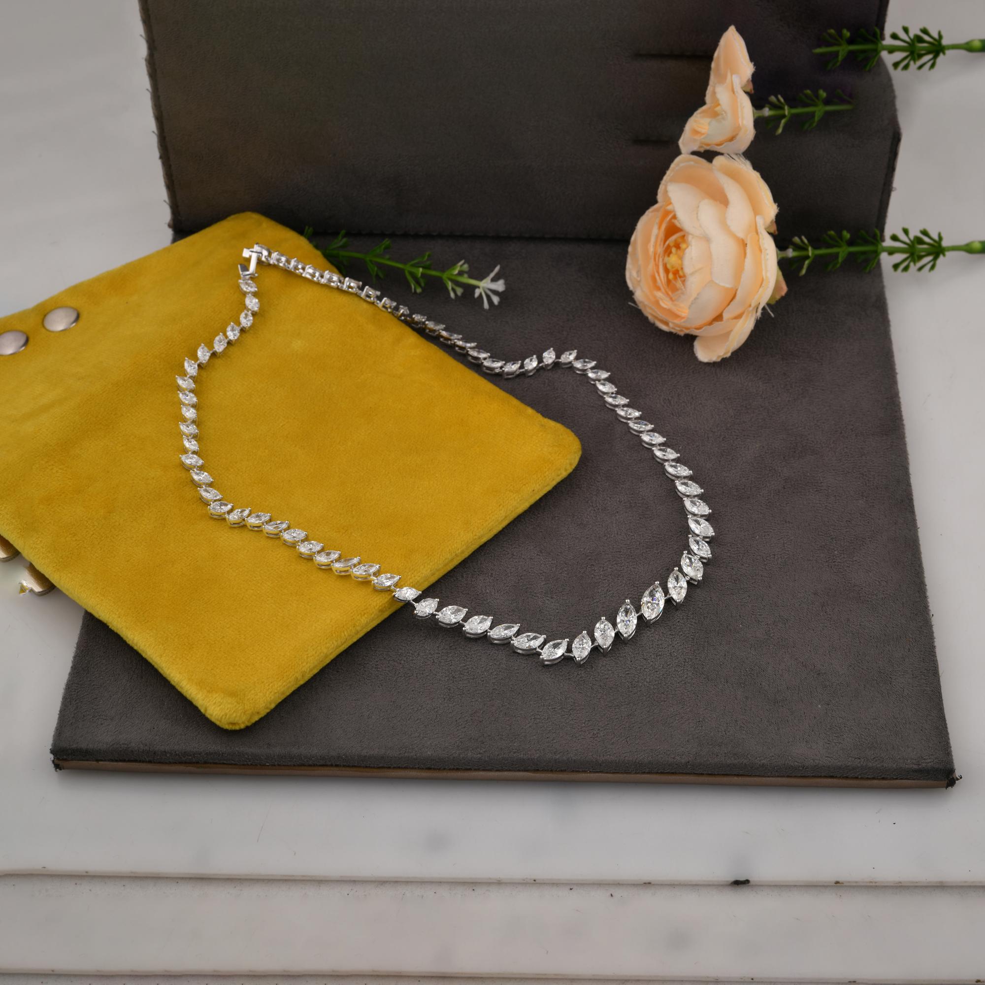 Collier de mariage en or blanc 14k avec chaîne de diamants naturels taille Marquise 20.31Ct Pour femmes en vente