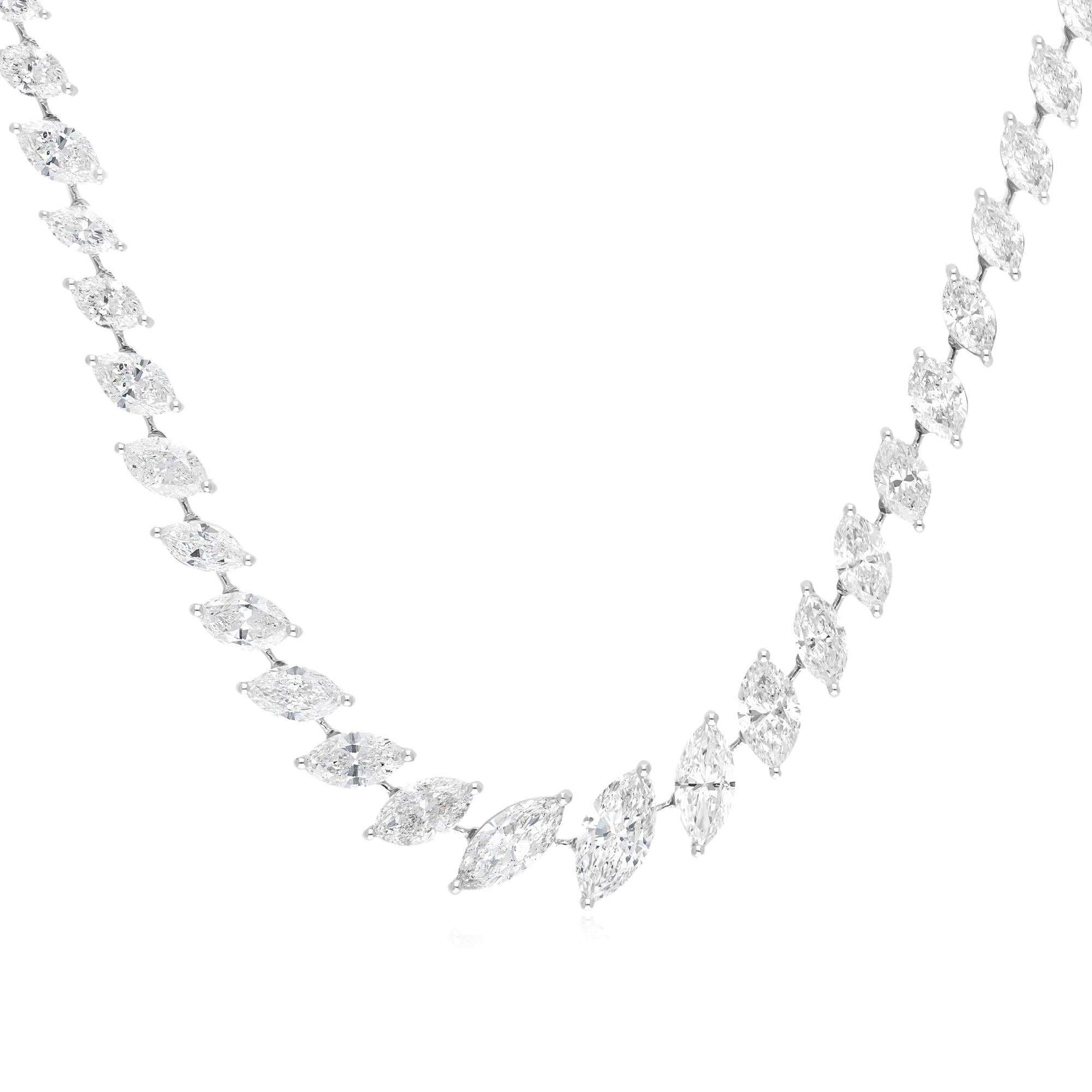 Marquise Cut 20.31Ct natürlichen Diamanten Kette Hochzeit Halskette 18k Weißgold (Moderne) im Angebot