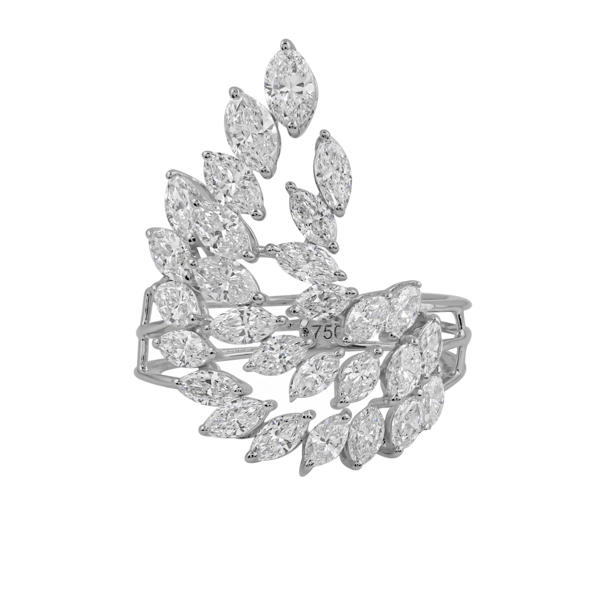 For Sale:  Marquise Cut 2.61Ct Natural Diamond Cocktail Ring 18K Solid White Gold 3