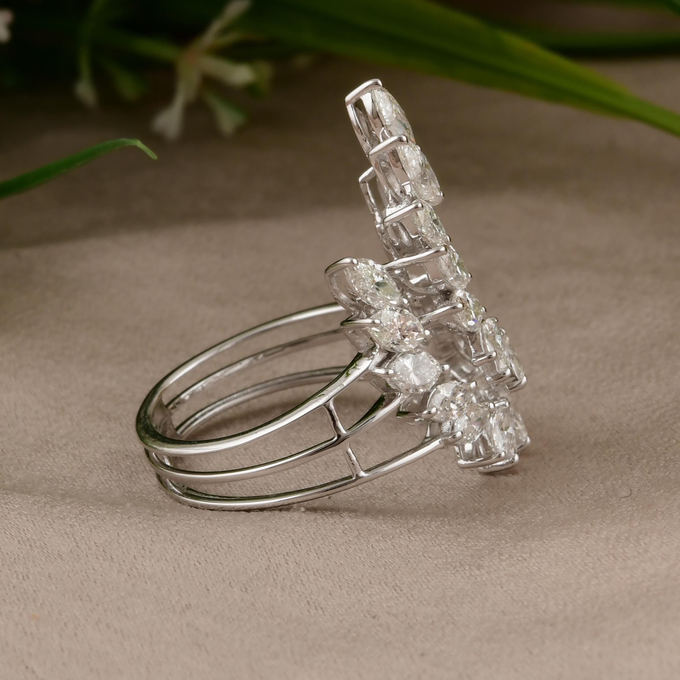 For Sale:  Marquise Cut 2.61Ct Natural Diamond Cocktail Ring 18K Solid White Gold 4