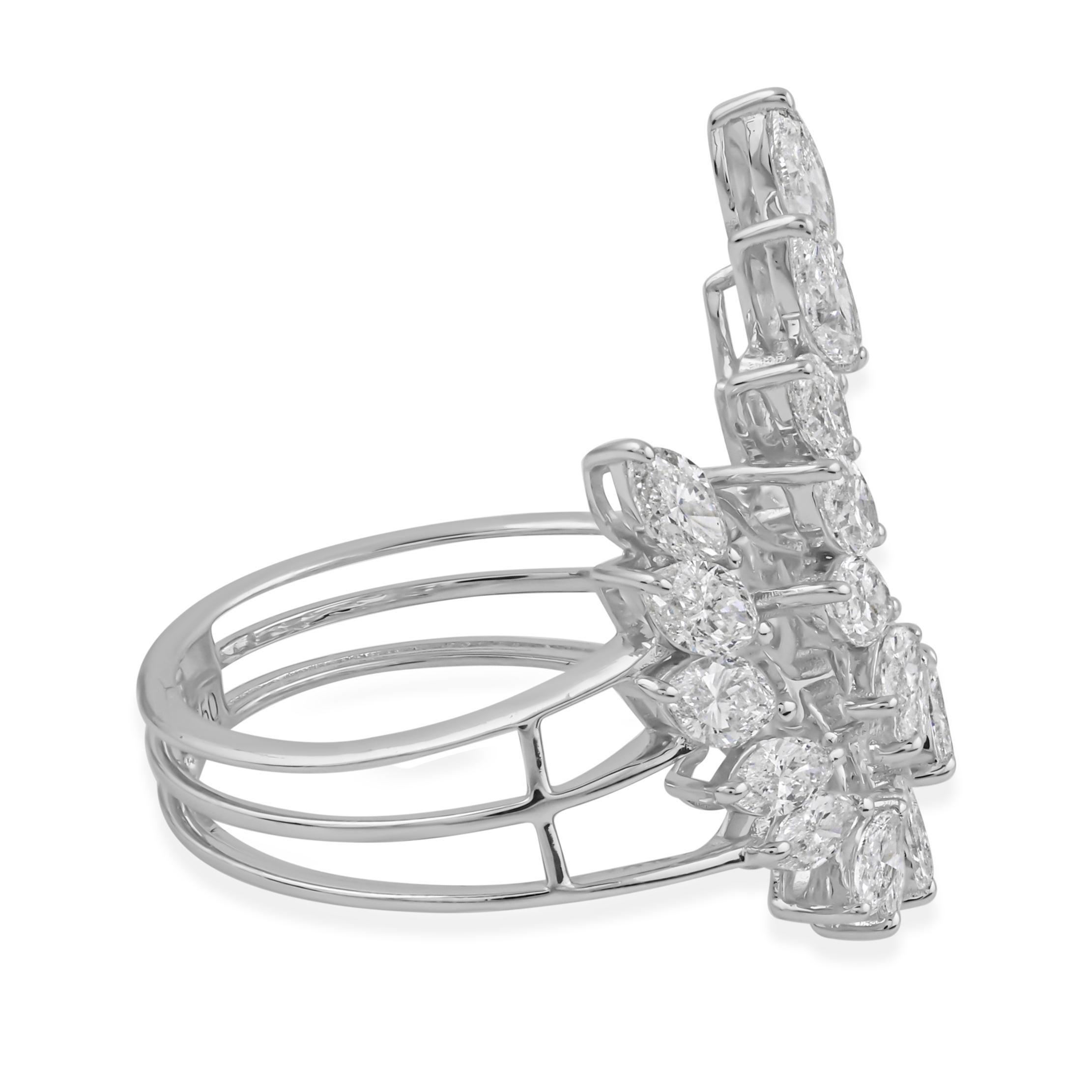 For Sale:  Marquise Cut 2.61Ct Natural Diamond Cocktail Ring 18K Solid White Gold 6