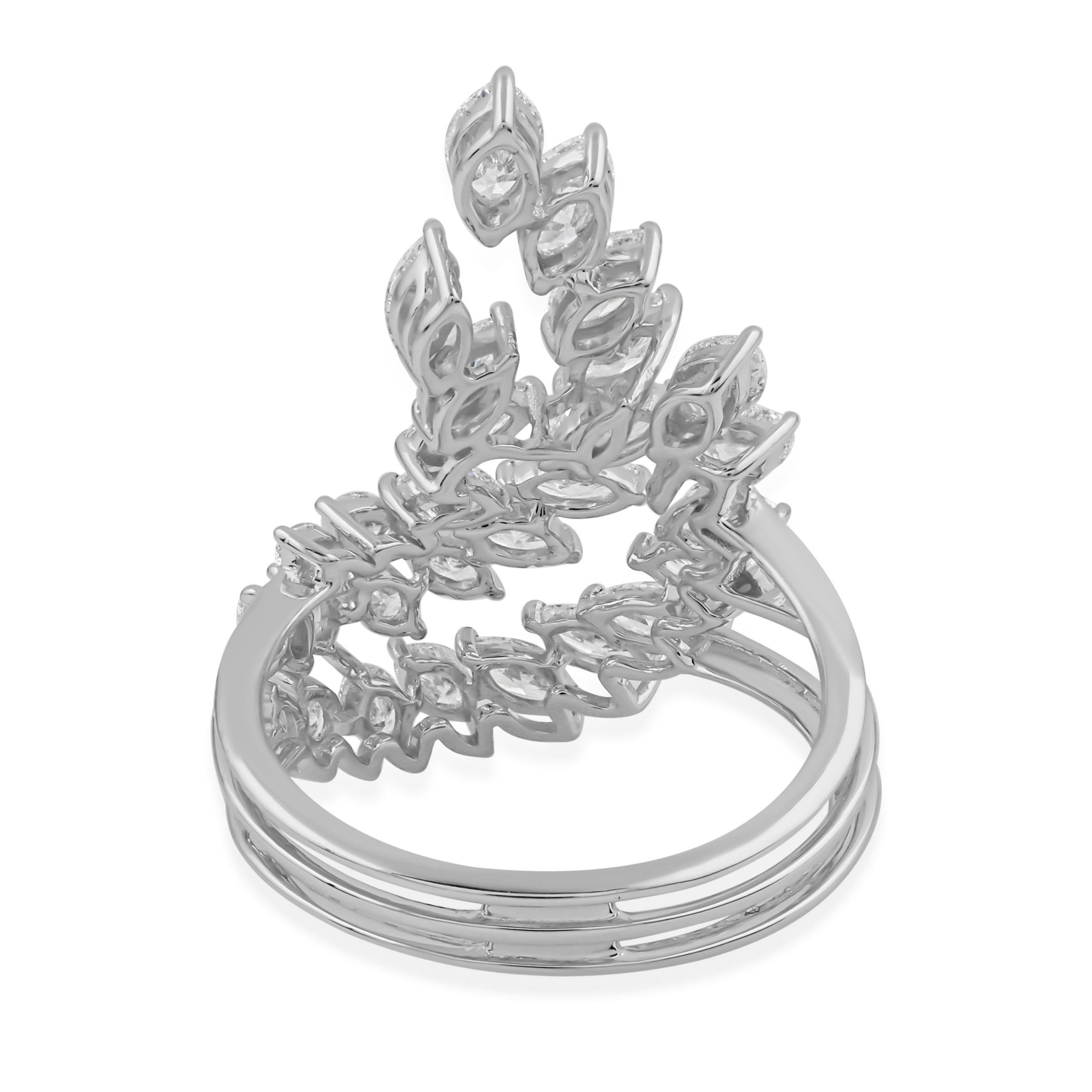 For Sale:  Marquise Cut 2.61Ct Natural Diamond Cocktail Ring 18K Solid White Gold 7