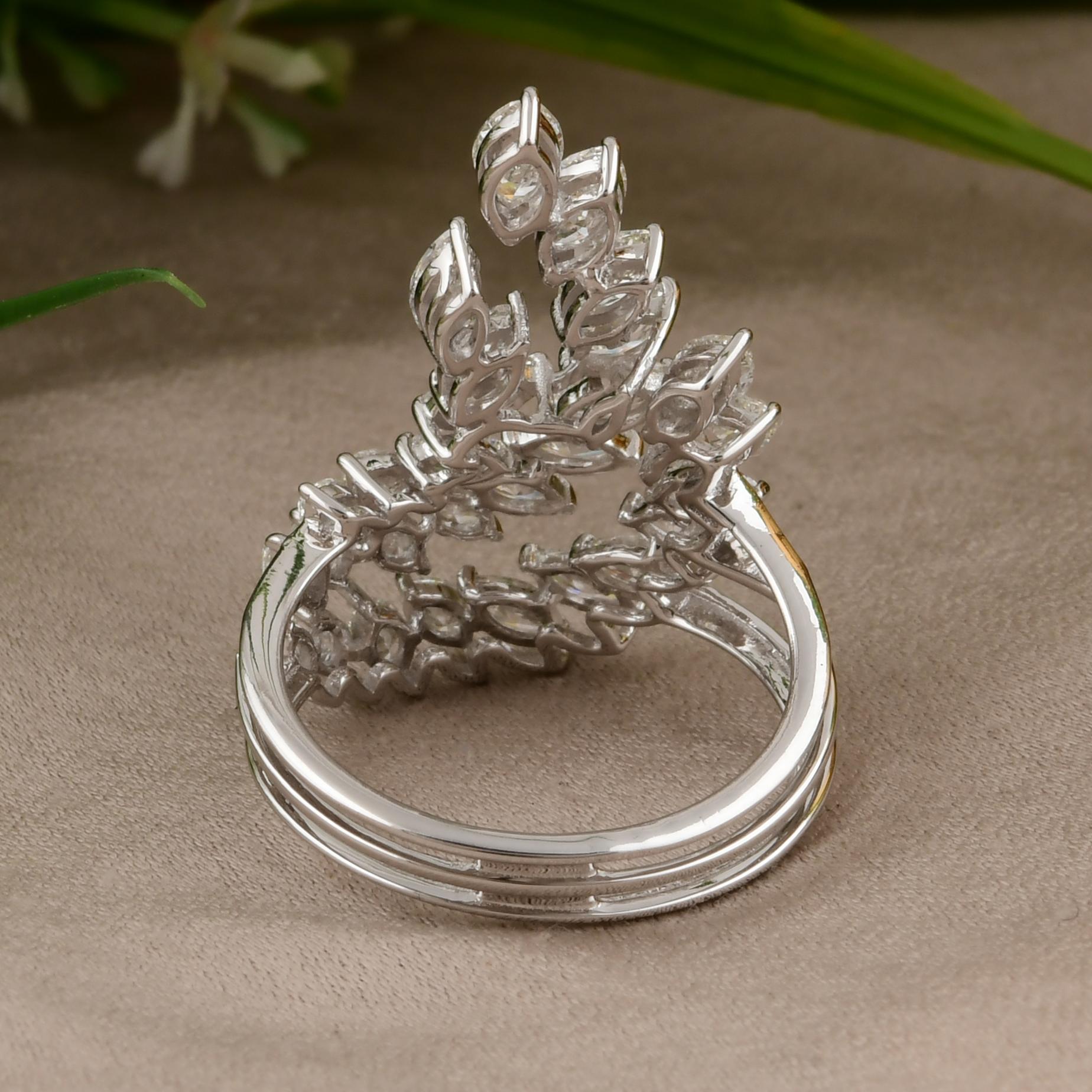 For Sale:  Marquise Cut 2.61Ct Natural Diamond Cocktail Ring 18K Solid White Gold 8