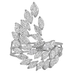 Marquise Cut 2.61Ct Natural Diamond Cocktail Ring 18K Solid White Gold