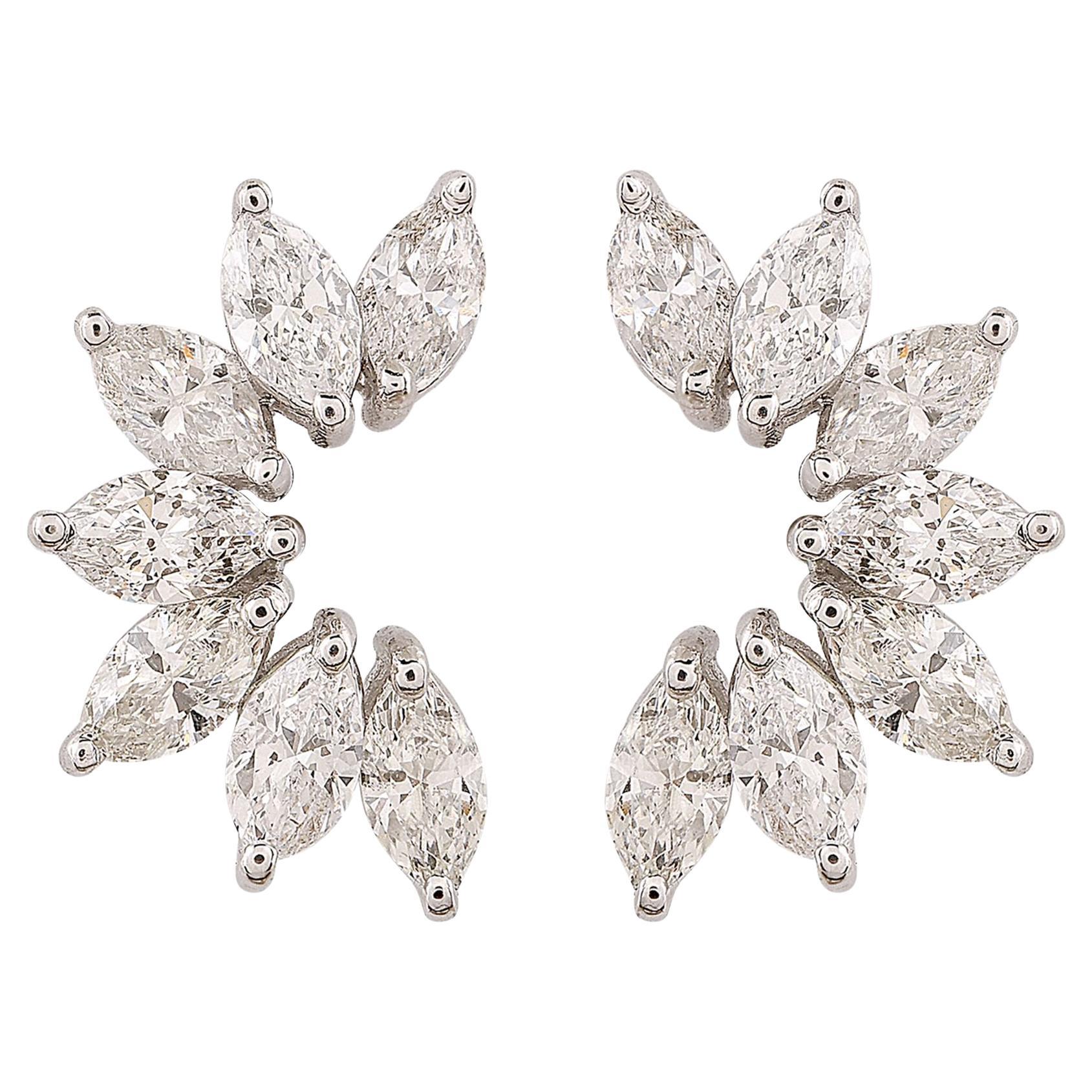 Marquise Cut 2Ct Natural Diamond Stud Earrings In 14K Gold All Tariffs Paid