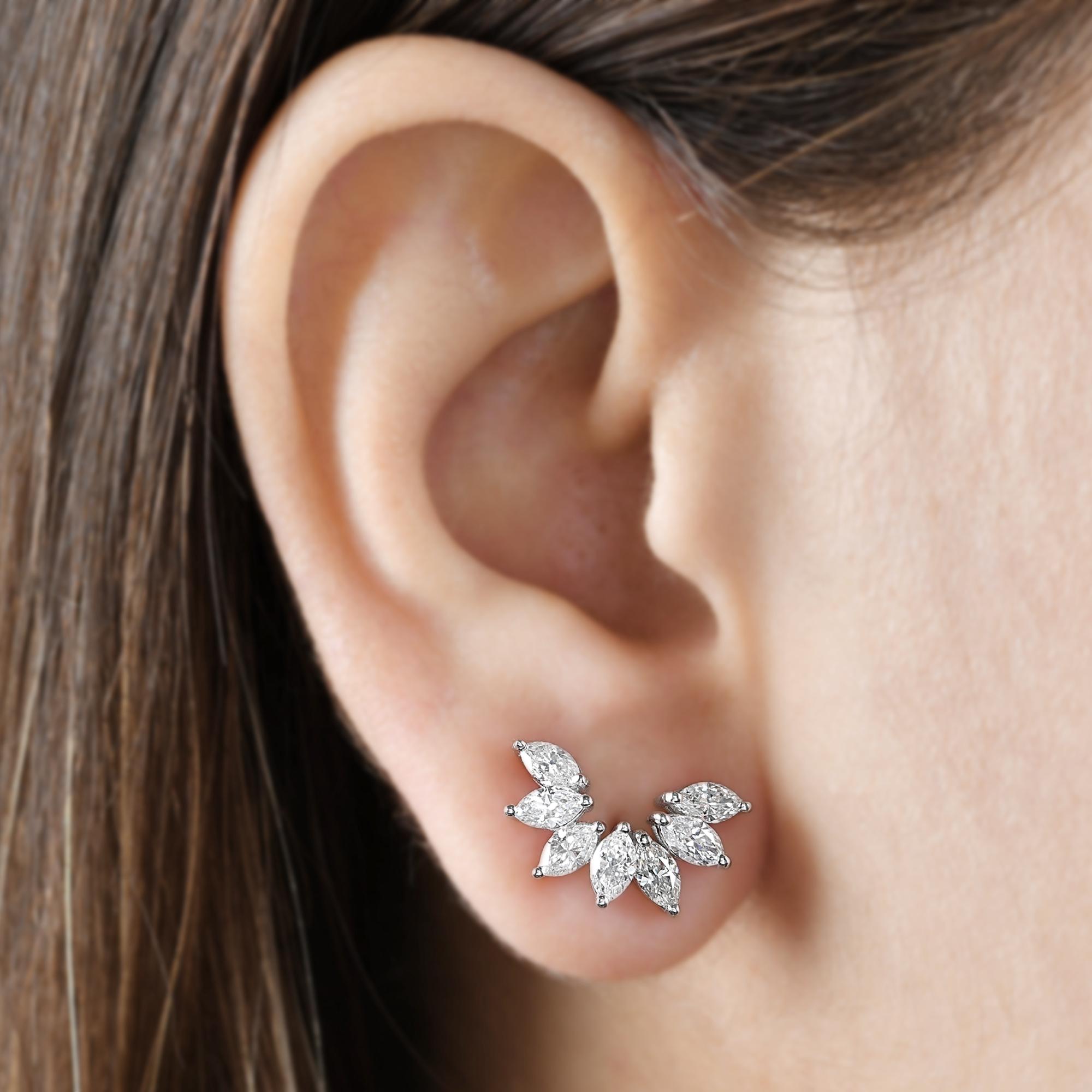 Marquise Cut 2Ct Natural Diamond Stud Earrings In 18K Gold All Tariffs Paid.
These earrings showcase marquise-cut diamonds, known for their elongated shape and exceptional brilliance. Carefully matched and hand-set, the diamonds reflect light