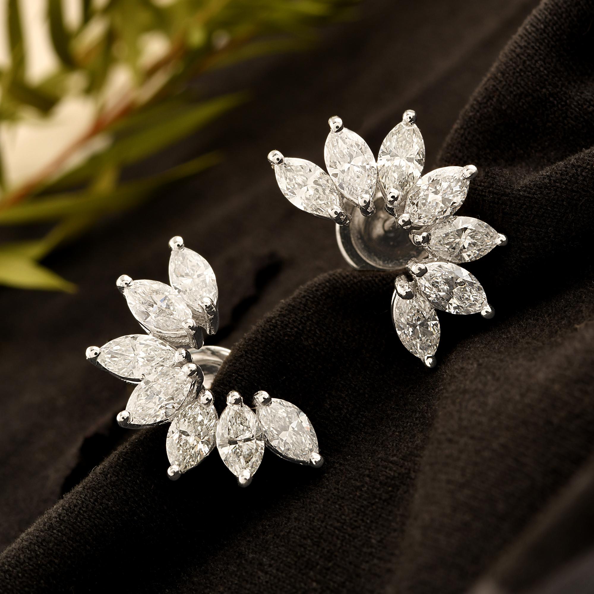 Moderne 2 Ct Marquise Cut Natural Diamond Stud Earrings In 18K Gold All Tariffs Paid en vente