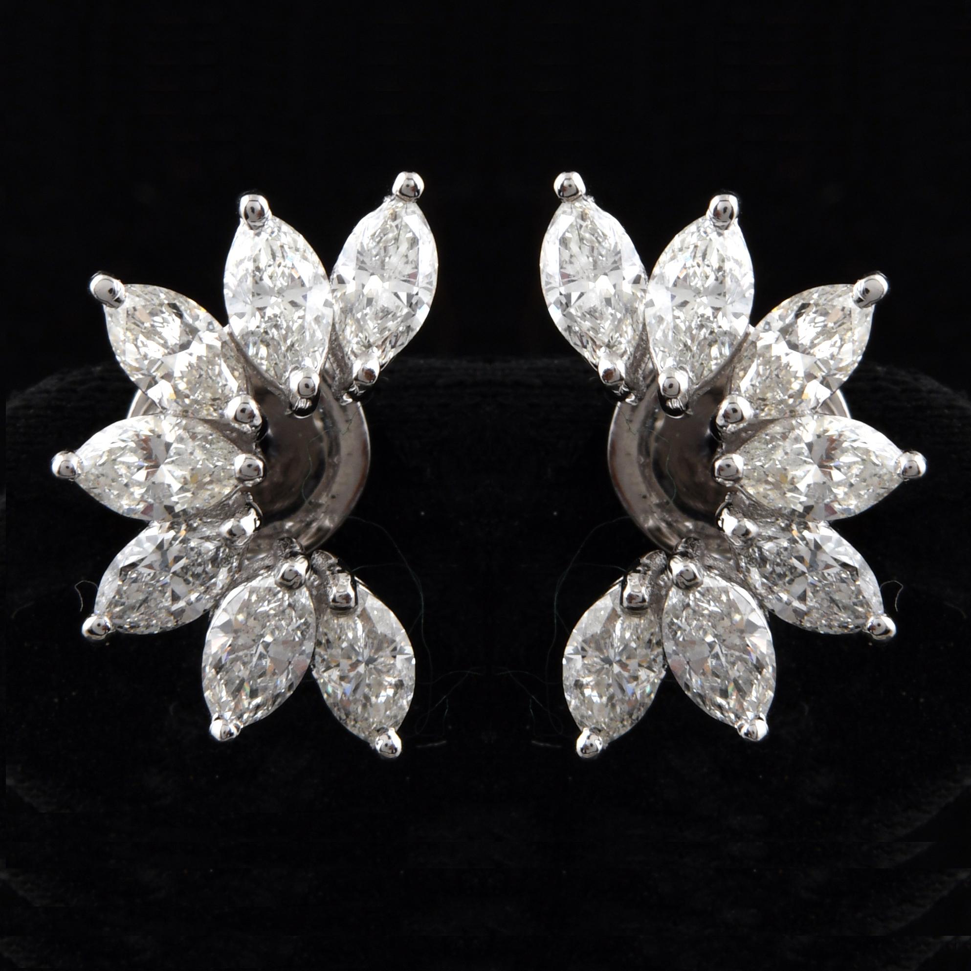 2 Ct Marquise Cut Natural Diamond Stud Earrings In 18K Gold All Tariffs Paid Pour femmes en vente