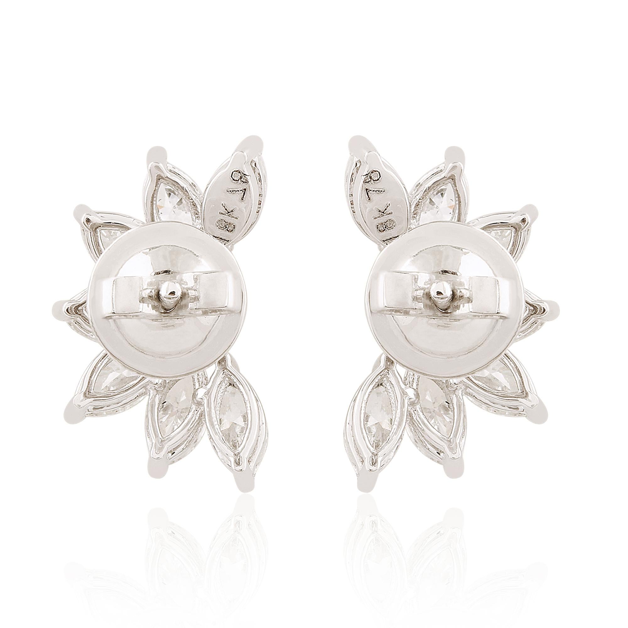 2 Ct Marquise Cut Natural Diamond Stud Earrings In 18K Gold All Tariffs Paid en vente 1