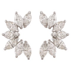 2 Ct Marquise Cut Natural Diamond Stud Earrings In 18K Gold All Tariffs Paid