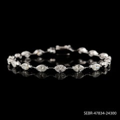 Marquise Cut 8.68 Carat Si/H Natural Diamond Link Chain Bracelet