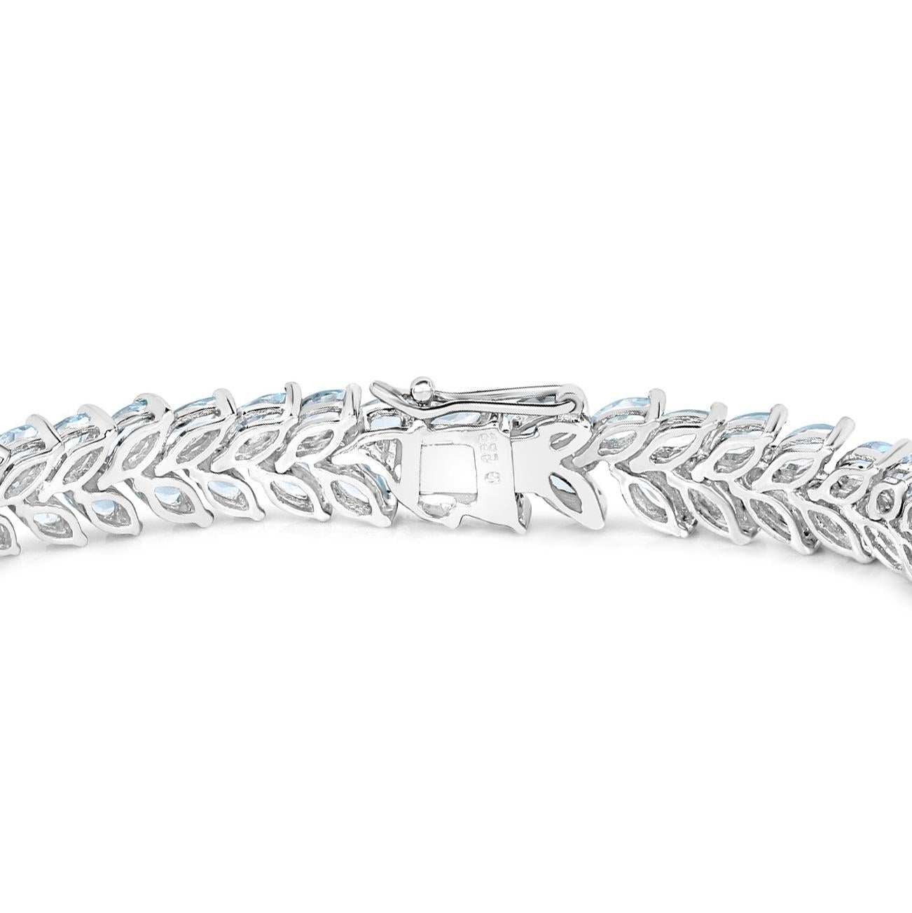 Aquamarinarmband mit Marquise-Schliff 10,12 Karat Sterlingsilber im Zustand „Neu“ im Angebot in Laguna Niguel, CA