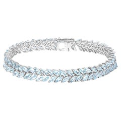 Bracelet aigue-marine taille marquise 10,12 carats en argent sterling