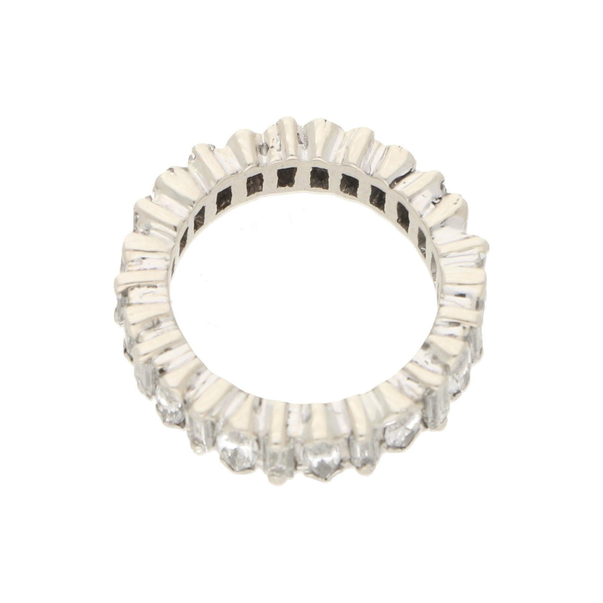 Marquise & Baguette-Cut Diamond Full Eternity Ring in 18ct White Gold In Good Condition In London, GB