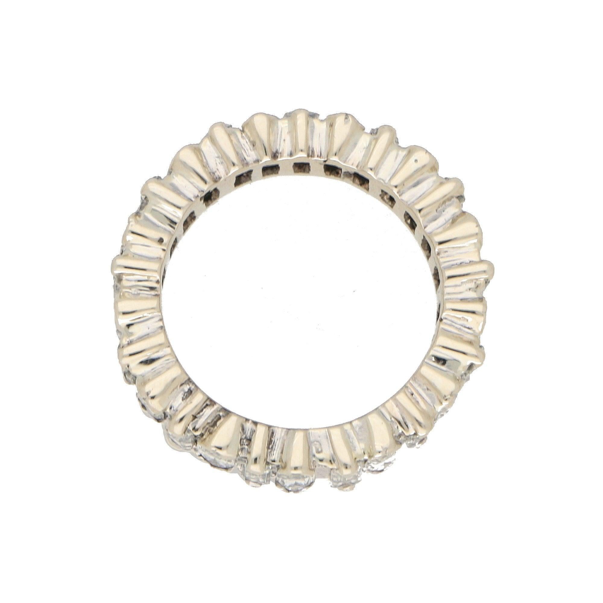 Women's or Men's Marquise & Baguette-Cut Diamond Full Eternity Ring in 18ct White Gold