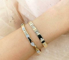 Marquise Cut Diamond 0.41 TCW Yellow Gold Adjustable Latch Lock Bangle Bracelet