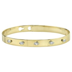 Marquise Cut Diamond 0.41 TCW Yellow Gold Adjustable Latch Lock Bangle Bracelet