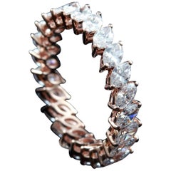 Marquise Cut Diamond 1/10 Carat Eternity Ring in 18 Karat Gold