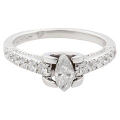 Bague de fianailles pour femme en or blanc 14 carats avec diamants taille marquise (1,05 ct. pt.)