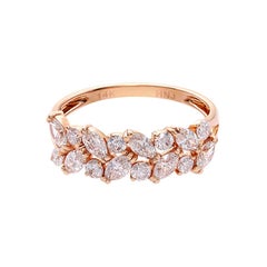 Marquise Cut Diamond and Round Diamond Unique Wedding Ring in 18k Rose Gold