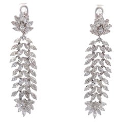 Sapphire Diamond Cluster Drop Earrings 3.63 Carat 18 Karat White Gold ...