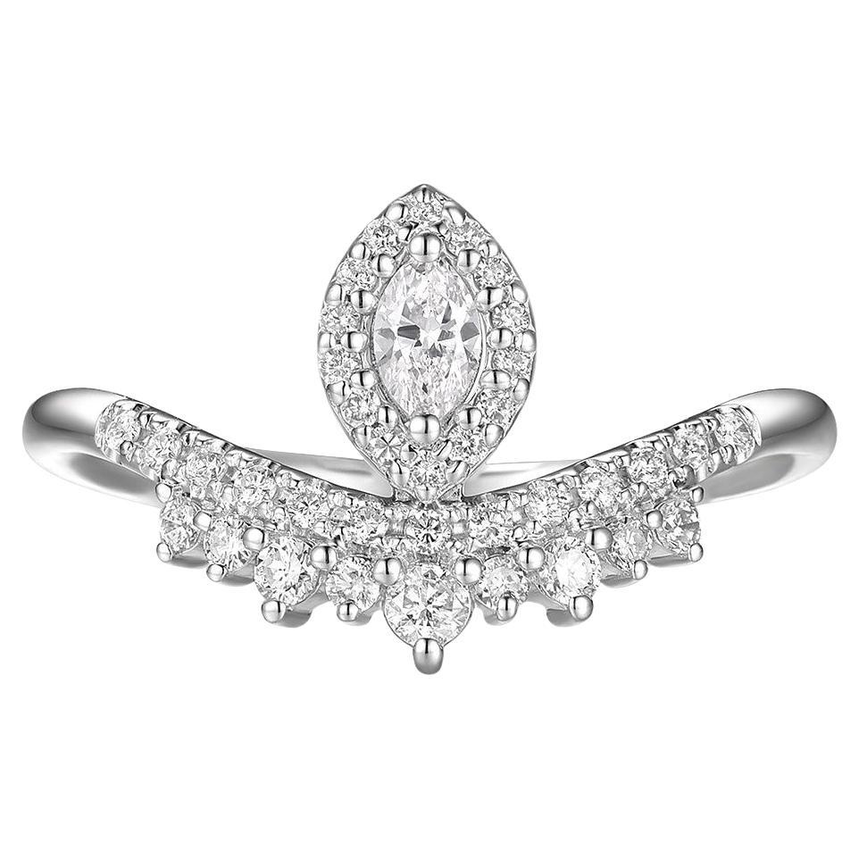 Marquise Cut Diamond Cluster Ring in 18 Karat White Gold For Sale