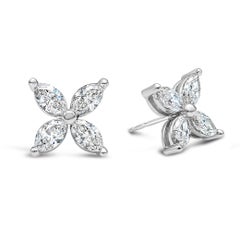 Pendientes de diamantes en racimo talla marquesa, 1,98 quilates total