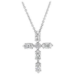 Roman Malakov 1.77 Carats Total Marquise Cut Diamond Cross Pendant Necklace