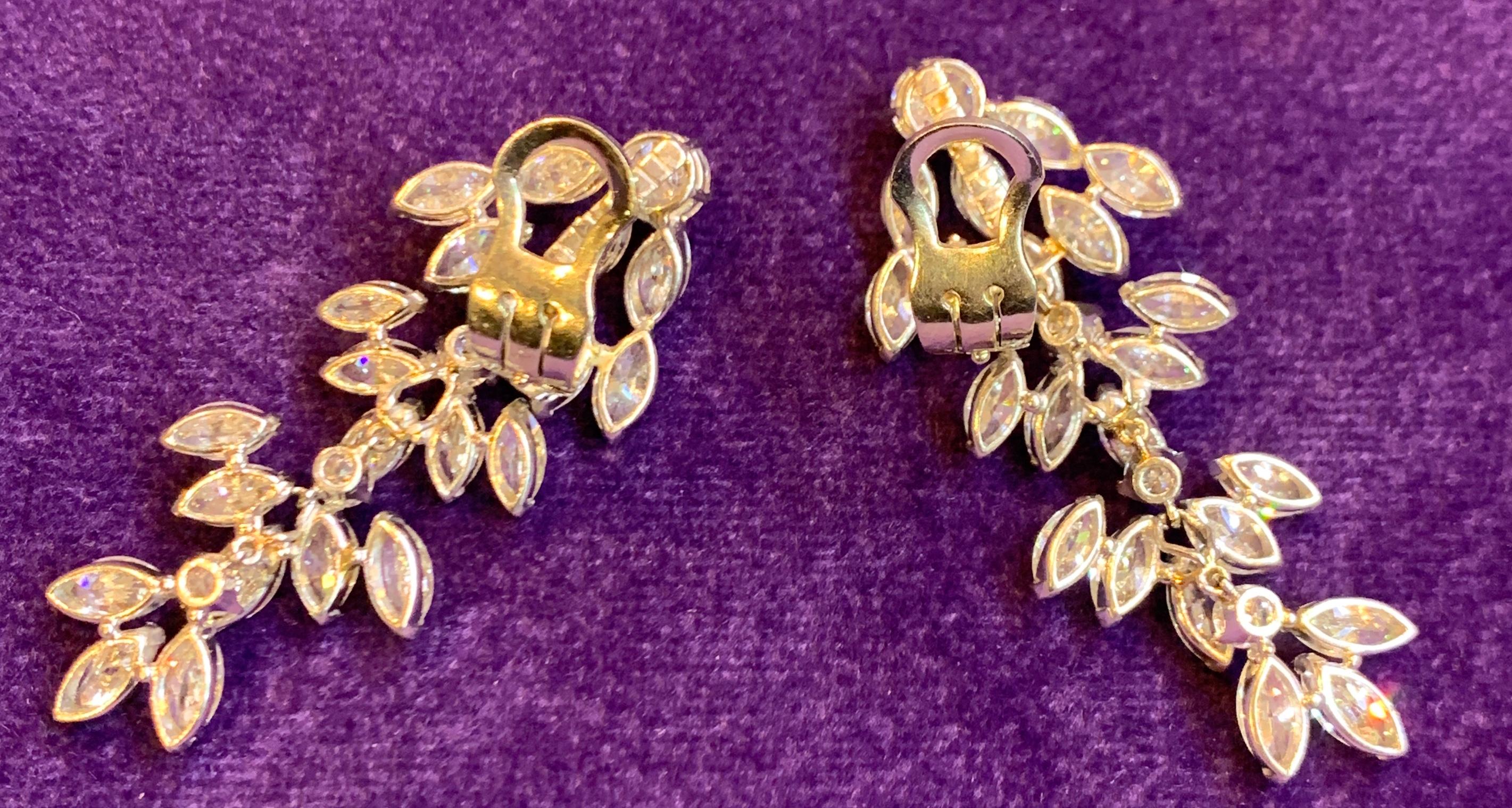Marquise Cut Diamond Dangle Earrings For Sale 4