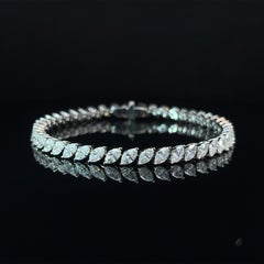 Marquise Cut Diamond Diagonal Tennis Bracelet in 18KW (8.53ct VVS) by Arnav