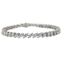 Marquise Cut Diamond Diagonal Tennis Bracelet in 18KW (8.53ct VVS) by Arnav