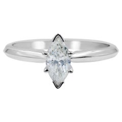 Marquise Cut Diamond Engagement Ladies Ring 14K White Gold 0.46 Cttw Size 5.75