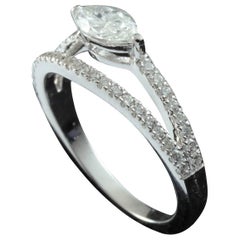 Marquise Cut Diamond Engagement Ring in 18 Karat Gold