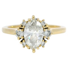 Bague de fiançailles en or jaune 18K avec diamant taille marquise - Taille 7.5