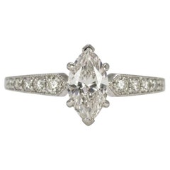 Marquise Cut Diamond Engagement Ring with Diamond Accents