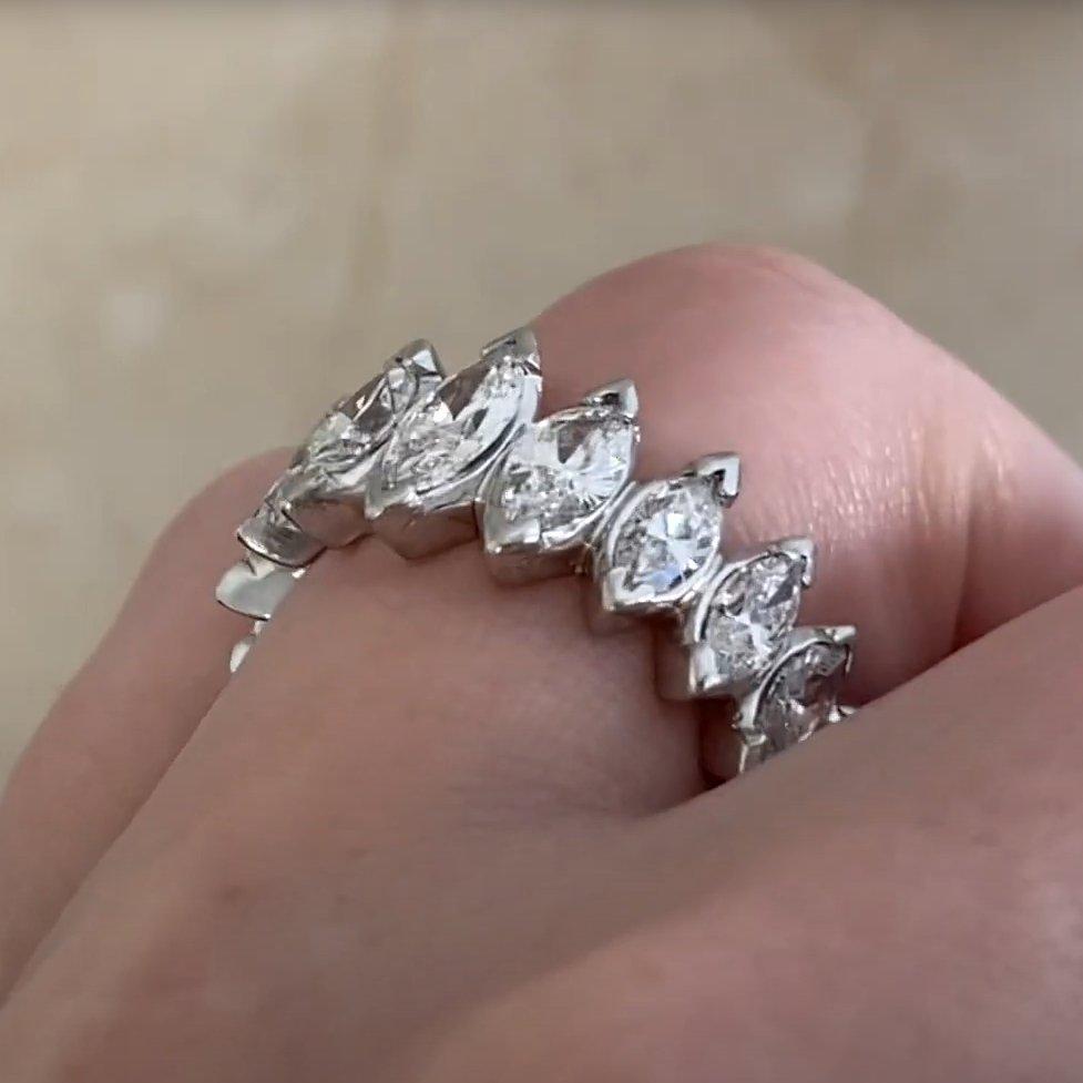 Marquise Cut Diamond Eternity Band (Approx. 4.5-Carats), Platinum In Excellent Condition For Sale In New York, NY